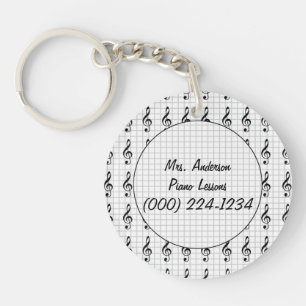 Clef Note on Graph Paper- Piano Teacher Key Ring
