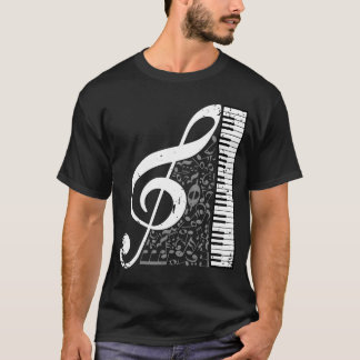 Clef Piano Musical Notes Pianist Musicians Instrum T-Shirt