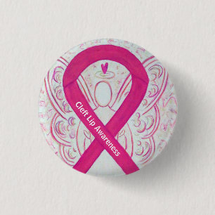 Cleft Lip Awareness Hot Pink Ribbon Angel Pins