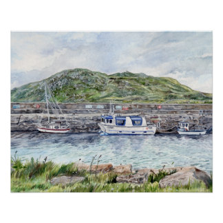 Cleggan Harbour, Connemara, Galway Glossy Poster
