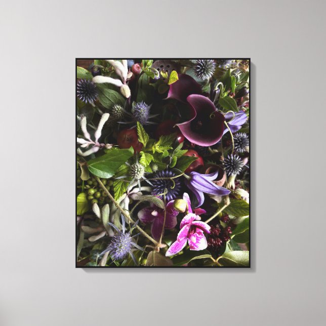 Clematis & Blue Floral Botanical Canvas Art  (Front)