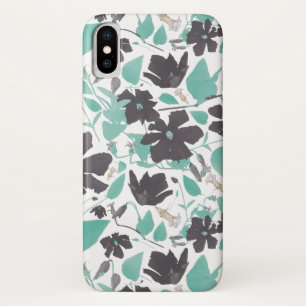 Clematis Chocolate Mint Coloured Floral Pattern iPhone X Case