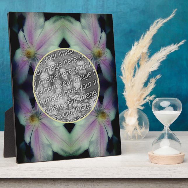 Clematis Flower Petals Abstract Add Your Own Photo Plaque (Side)