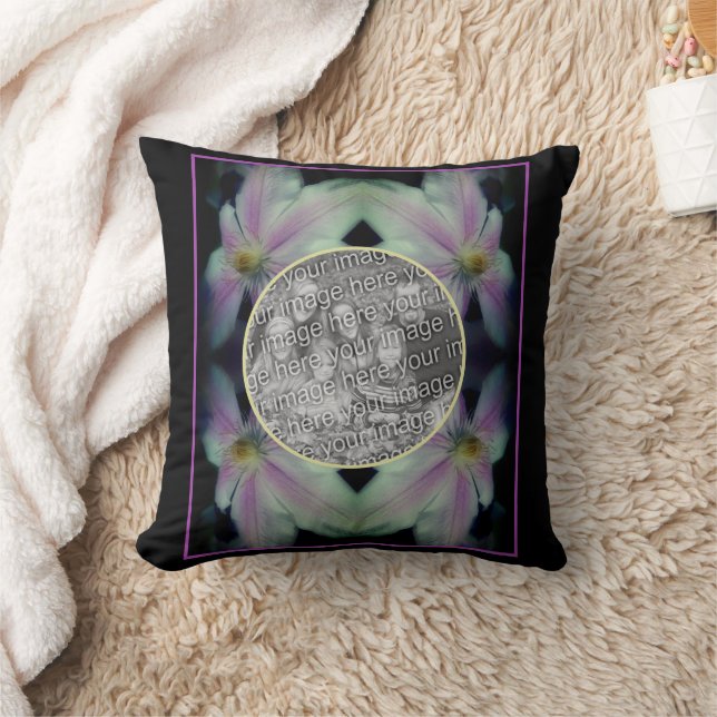 Clematis Flower Petals Abstract Add Your Photo Cushion (Blanket)