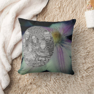 Clematis Flower Petals Frame Create Your Own Photo Cushion