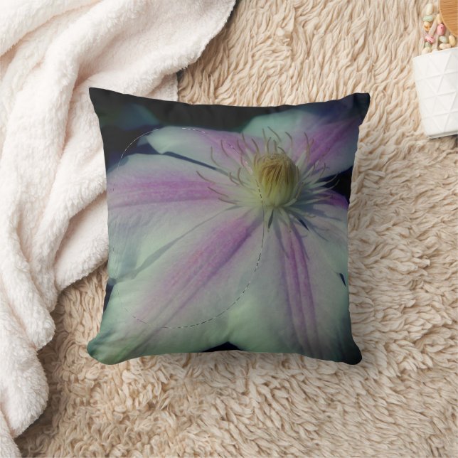 Clematis Flower Petals Frame Create Your Own Photo Cushion (Blanket)