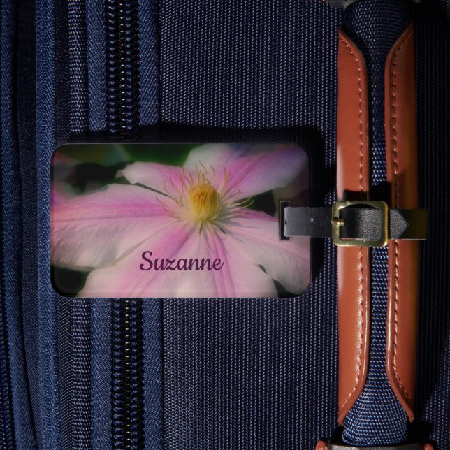 Clematis Flower Petals Up Close Personalised Luggage Tag (Front Insitu 4)