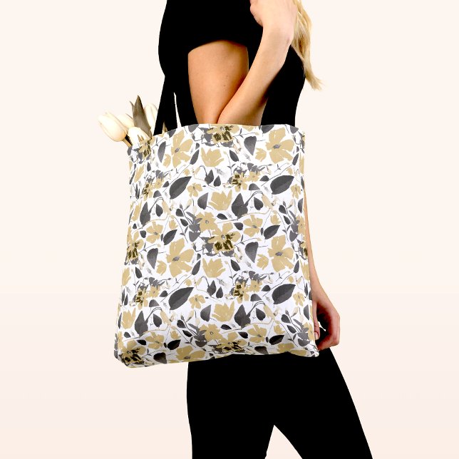 Clematis Flowering Vine Yellow Grey Tote Bag (Clematis Flowering Vine Yellow Gray Tote Bag from Studio Posies.)