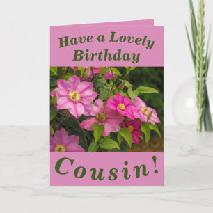 Clematis Flowers Birthday Card for Cousin