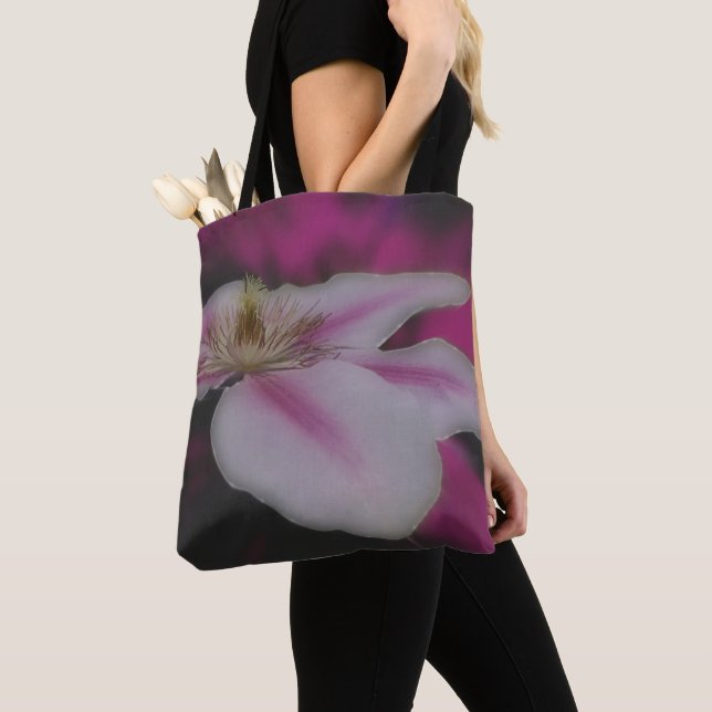 Clematis In Pink Flower Petal Tote Bag (Close Up)