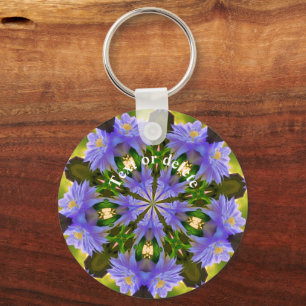 Clematis Kaleidoscope Flower Art Personalised Key Ring