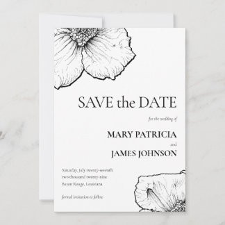 Clematis Line Art Drawing Formal 🌸 Floral Modern Save The Date