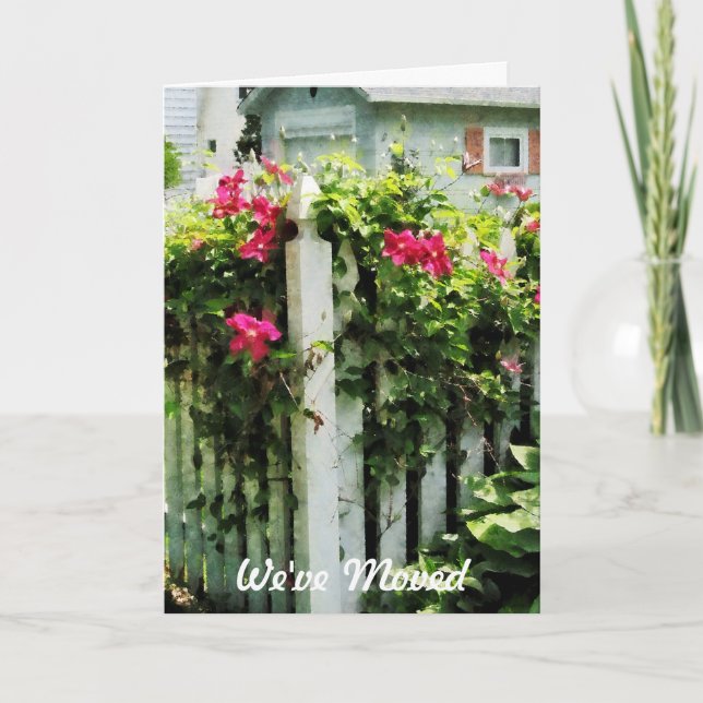 Clematis on Fence - We've Moved Card (Front)
