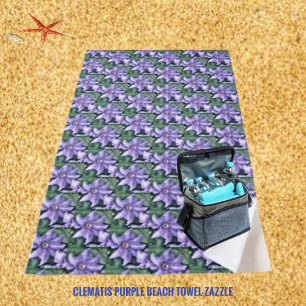 Clematis Purple Beach Towel