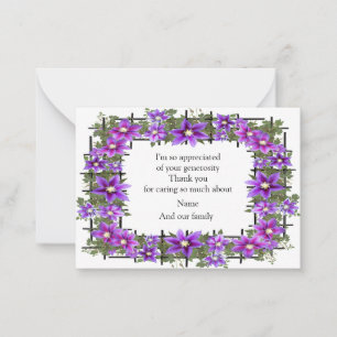 Clematis Purple Flower Thank You Card