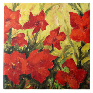 Clematis Red Flowers Tile