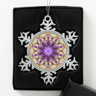 CLEMATIS SNOWFLAKE PEWTER CHRISTMAS ORNAMENT