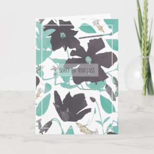 Clematis Teal Watercolor Floral Sympathy Card