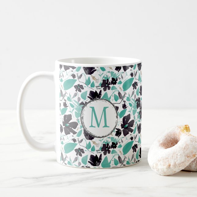 Clematis Vine Elegant Teal Flowers Coffee Mug (Clematis Vine Elegant Teal Flowers Coffee Mug from Studio Posies.)