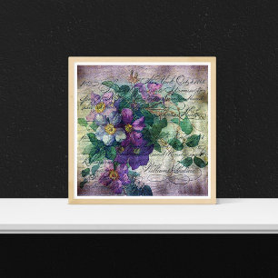 Clematis Vine Handwriting Ephemera Canvas Print