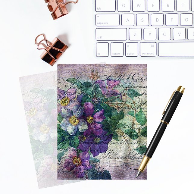 Clematis Vine Handwriting Ephemera Scrapbook Paper (Creator Uploaded)