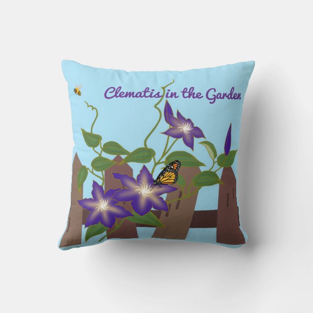 Clematis Vine in the Garden  Cushion (Back)