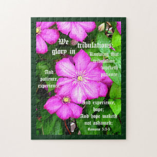 Clematis with Romans 5:3-5 Jigsaw Puzzle