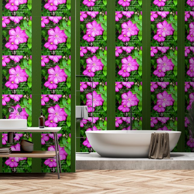 Clematis with Romans 5:3-5 Wallpaper (Bathroom)