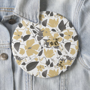 Clematis Yellow Grey Watercolor Floral 6 Cm Round Badge