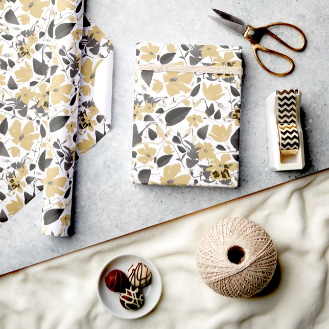 Clematis Yellow Watercolor Floral Wrapping Paper (Clematis Yellow Watercolor Floral Wrapping Paper from Studio Posies.)