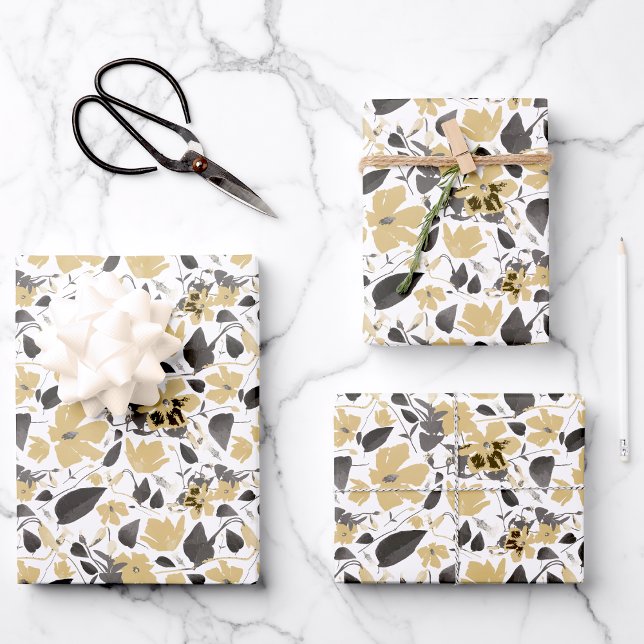 Clematis Yellow Watercolor Floral Wrapping Paper Sheet (Clematis Yellow Watercolor Floral Wrapping Paper Sheets from Studio Posies. )