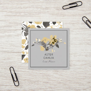 Clematis Yellow Watercolor Flowers Customisable  Square Business Card