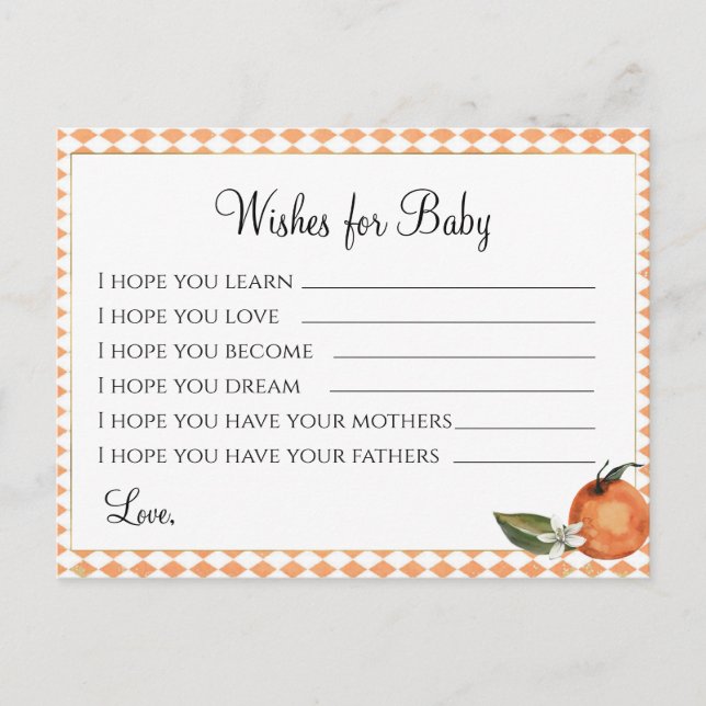 Clemenine Baby Shower - Wishes for Baby Postcard (Front)