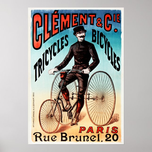 Clement & Co Paris Cycles Tricycles Bicycles Ad Poster (Front)