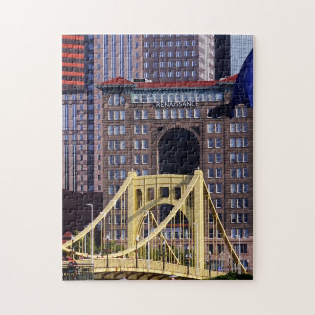 Clemente Bridge Pittsburgh Skyscrapers Summer Day Jigsaw Puzzle (Vertical)