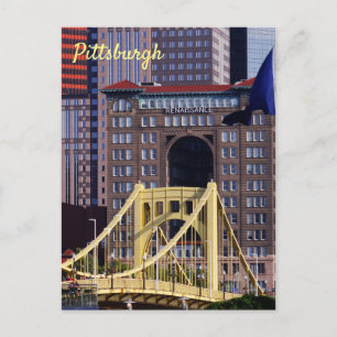 Clemente Bridge Pittsburgh Skyscrapers Summer Day Postcard