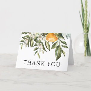 Clementine and Greenery Shower Thank You Card