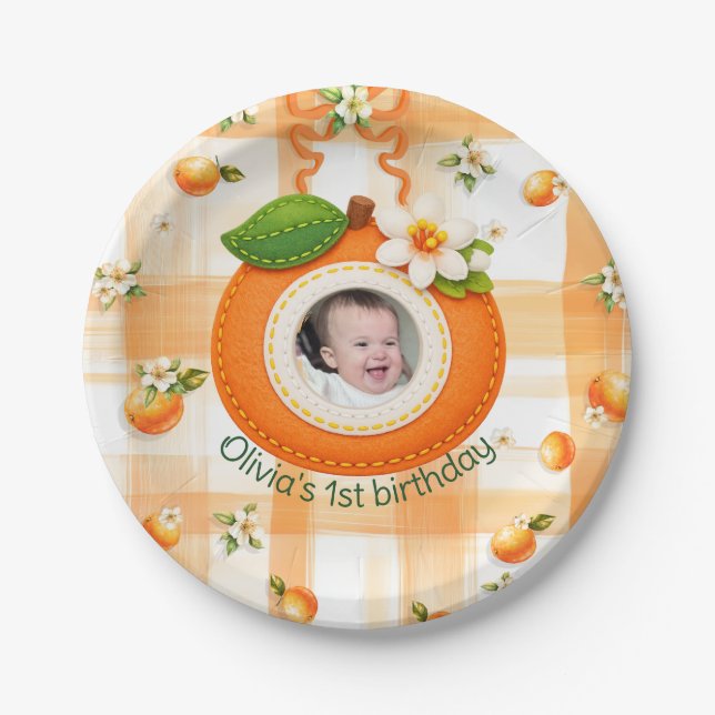 Clementine Cutie - Babies first birthday Paper Plate (Front)