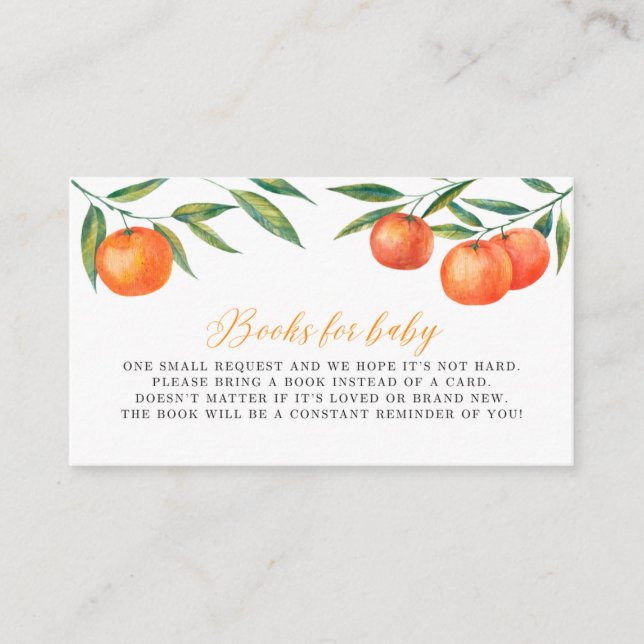 Clementine "Cutie" Books for Baby Shower Enclosure Card (Front)