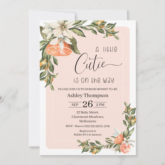 Clementine Little Cutie Baby Shower Invitation (Front)