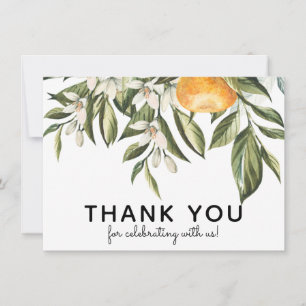 Clementine Orange and Greenery Thank You Card
