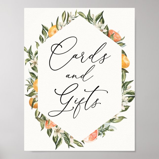 Clementine Oranges and Greenery Cards and Gifts Poster (Front)