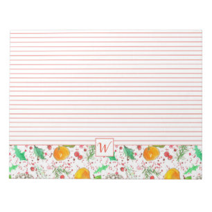 Clementines Cranberries Pine Cones Monogram Notepad