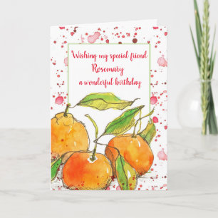 Clementines Fruit Happy Birthday Friend Custom Card