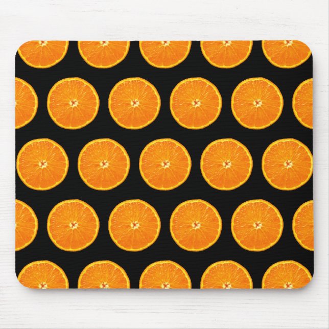 Clementines on Black Mouse Mat (Front)