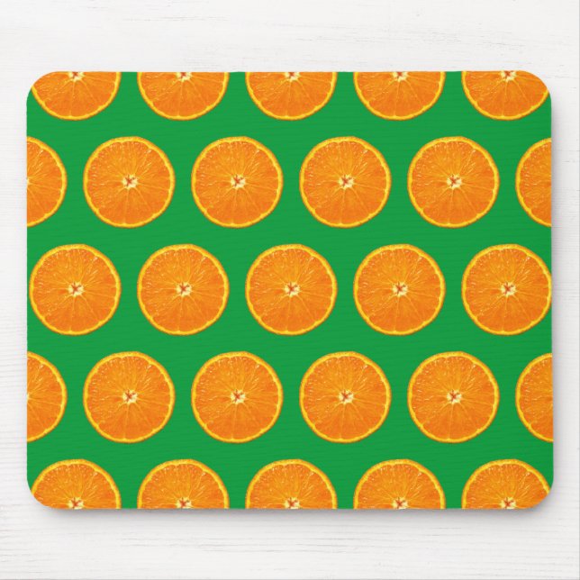 Clementines on Green Mouse Mat (Front)