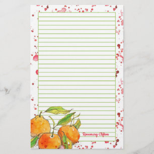 Clemetines Fruit Monogram Lined Letter Writing Stationery