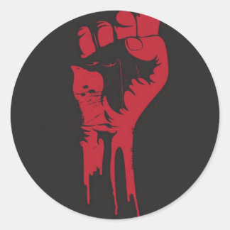 clenched fist classic round sticker
