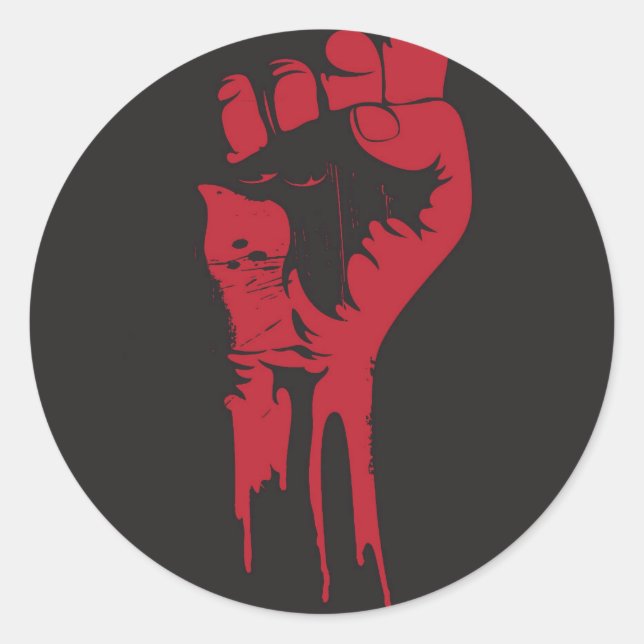 clenched fist classic round sticker (Front)