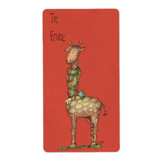 Cleo Giraffe Holiday Gift Label